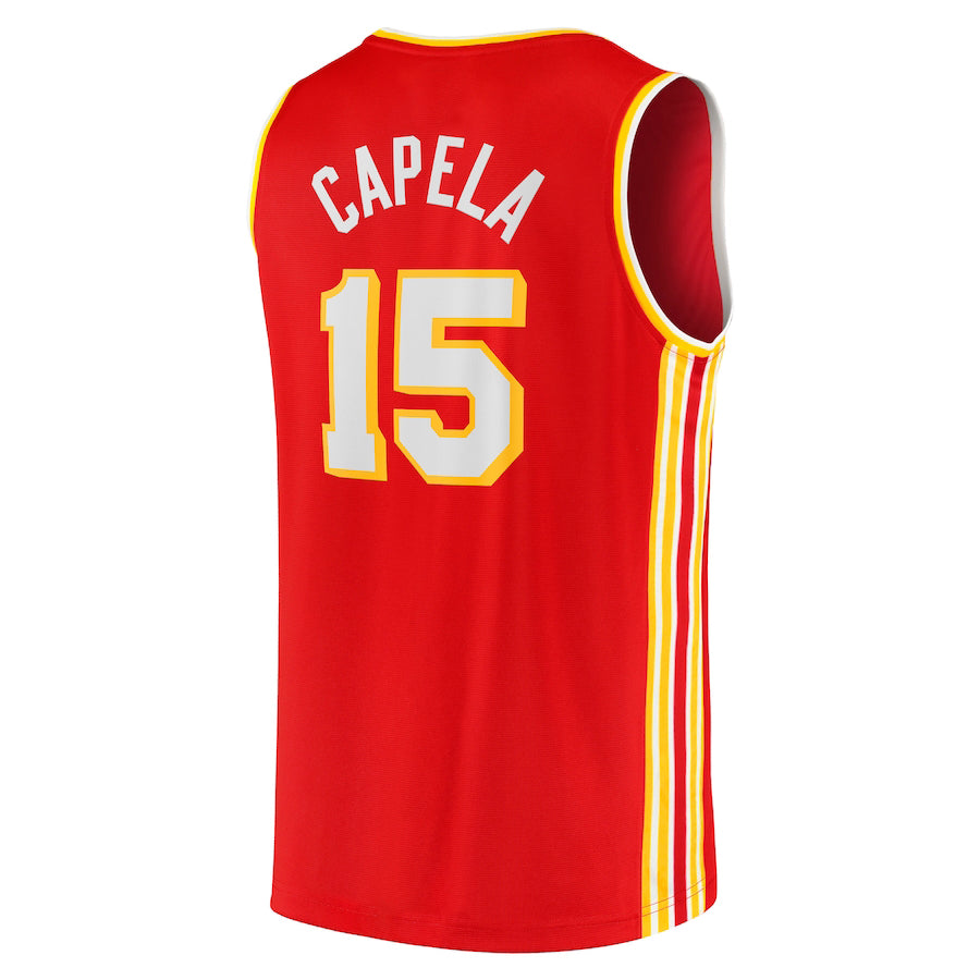 A.Hawks #15 Clint Capela Fanatics Branded 2021-22 Fast Break Replica Jersey Icon Edition Red Stitched American Basketball Jersey - Main View