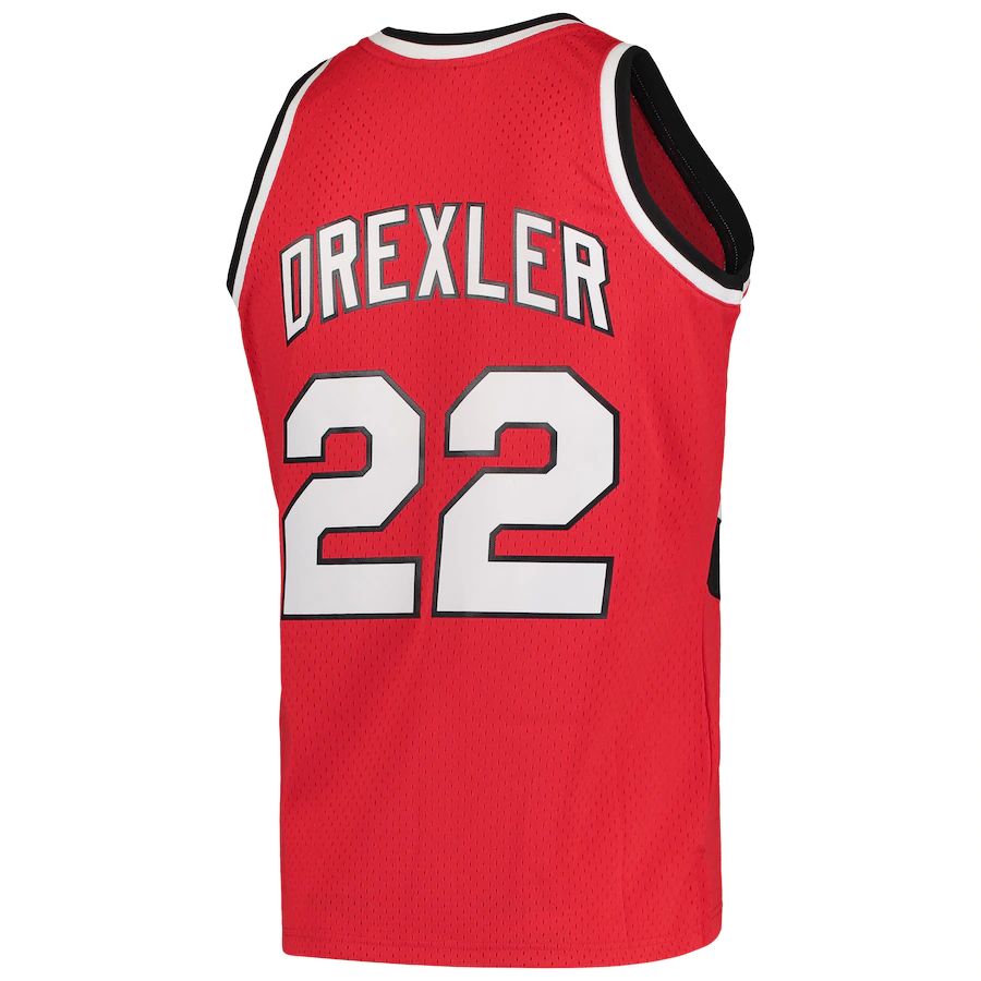 P.Trail Blazers #22 Clyde Drexler Mitchell & Ness Hardwood Classics 1983-84 Swingman Jersey Red Stitched American Basketball Jersey - Main View