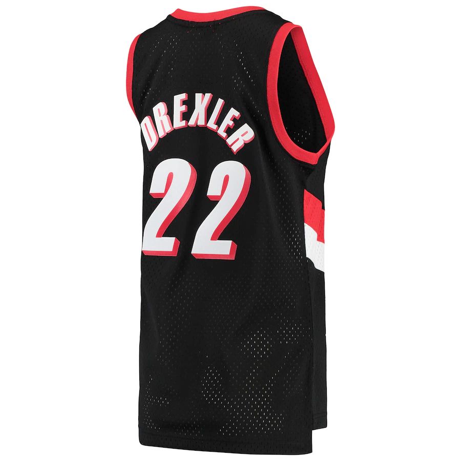 P.Trail Blazers #22 Clyde Drexler Mitchell & Ness Women's 1991-92 Hardwood Classics Swingman Jersey Icon Edition Black Stitched American Basketball Jersey - Main View