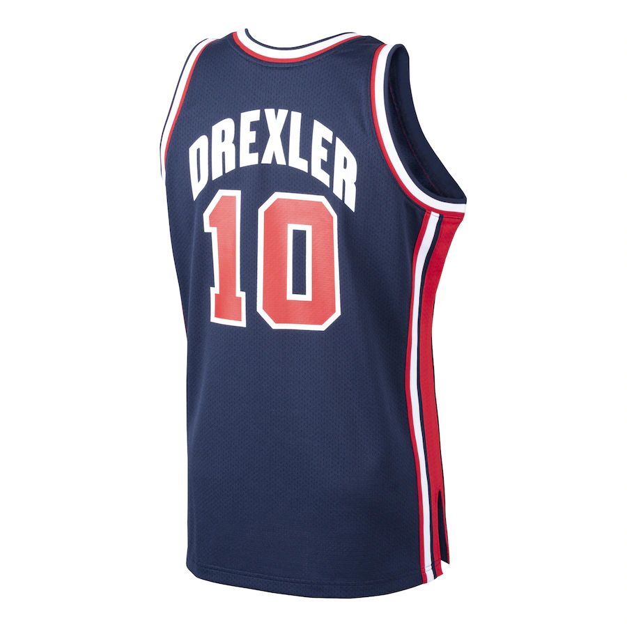 P.Trail Blazers #10 Clyde Drexler Basketball Mitchell & Ness Home 1992 Dream Team Authentic Jersey Navy Stitched American Basketball Jersey - Main View