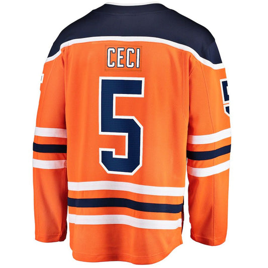 E.Oilers #5 Cody Ceci Fanatics Branded Home Breakaway Player Jersey Orange Stitched American Hockey Jerseys - Main View