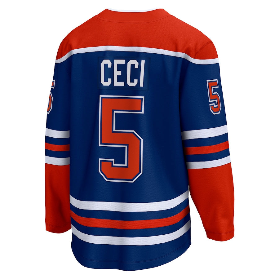 E.Oilers #5 Cody Ceci Fanatics Branded Home Breakaway Player Jersey  Royal Stitched American Hockey Jerseys - Main View