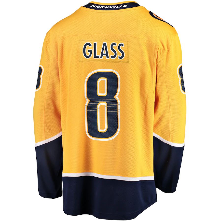 N.Predators #8 Cody Glass Fanatics Branded Home Breakaway Player Jersey Gold Stitched American Hockey Jerseys - Main View