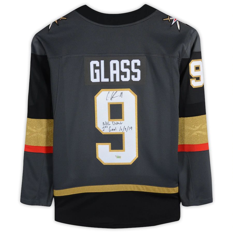 V.Golden Knights #9 Cody Glass Fanatics Authentic Autographed Breakaway Jersey with Multiple Inscriptions Stitched American Hockey Jerseys - Main View
