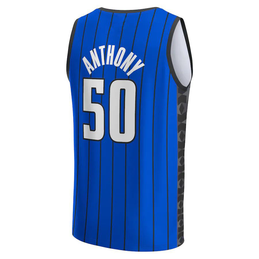O.Magic #50 Cole Anthony Fanatics Branded 2022-23 Fast Break Replica Jersey Statement Edition Blue Stitched American Basketball Jersey - Main View