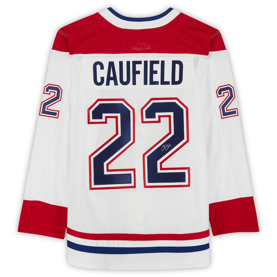 M.Canadiens #22 Cole Caufield Fanatics Authentic Autographed White  Stitched American Hockey Jerseys - Main View