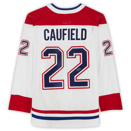M.Canadiens #22 Cole Caufield Fanatics Authentic Autographed White  Stitched American Hockey Jerseys - Main View