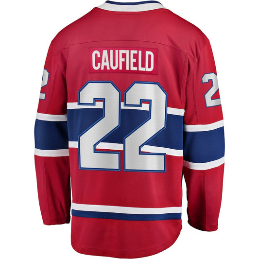 M.Canadiens #22 Cole Caufield Fanatics Branded 2017-18 Home Breakaway Replica Jersey Red Stitched American Hockey Jerseys - Main View