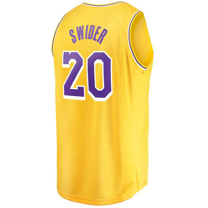 LA.Lakers #20 Cole Swider Fanatics Branded 2022-23 Fast Break Replica Player Jersey Icon Gold Stitched American Basketball Jersey - Main View
