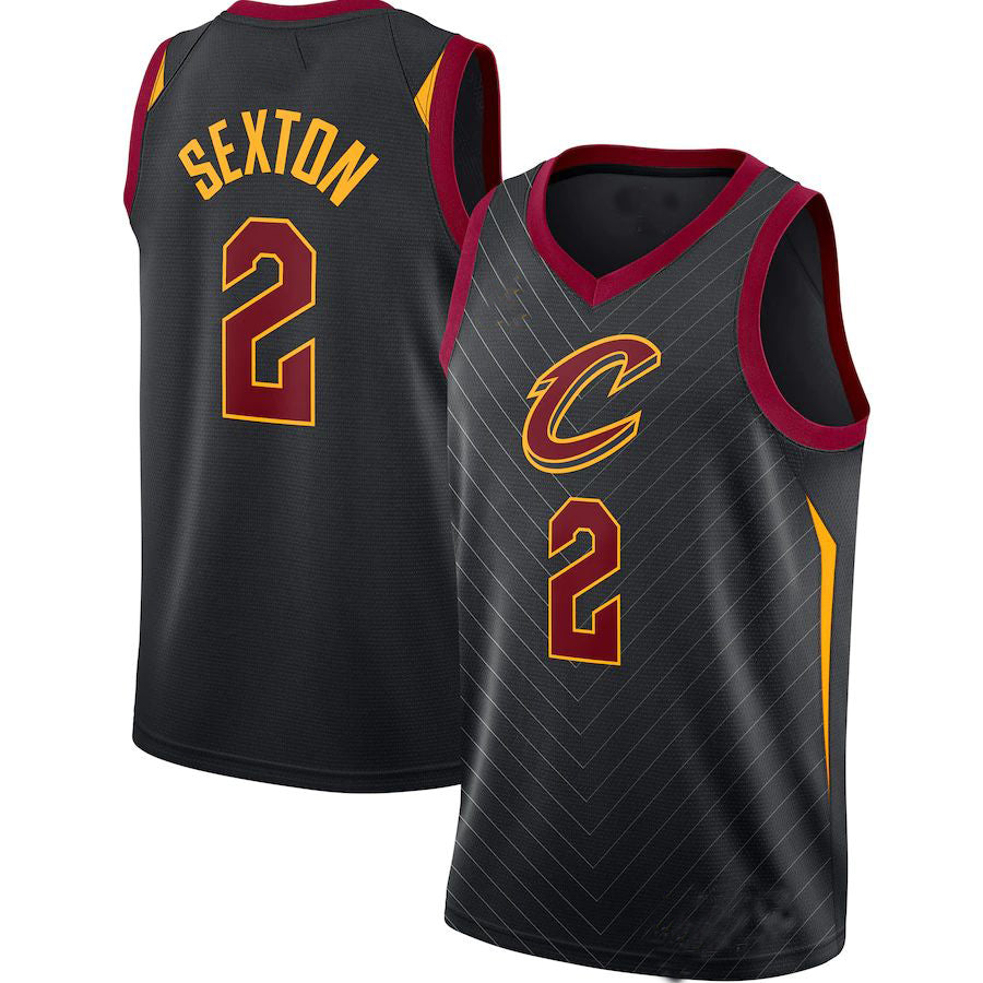C.Cavaliers #2 Collin Sexton Jordan Brand 2020-21 Swingman Jersey Black Statement Edition Stitched American Basketball Jersey - Main View