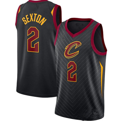 C.Cavaliers #2 Collin Sexton Jordan Brand 2020-21 Swingman Jersey Black Statement Edition Stitched American Basketball Jersey - Main View