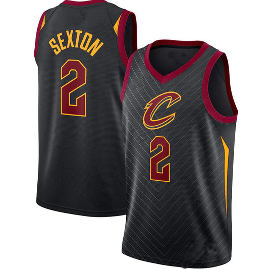 C.Cavaliers #2 Collin Sexton Jordan Brand 2020-21 Swingman Jersey Black Statement Edition Stitched American Basketball Jersey - Main View