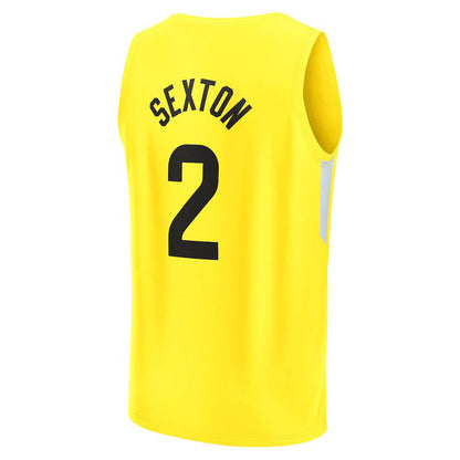 U.Jazz #2 Collin Sexton Fanatics Branded 2022-23 Fast Break Replica Player Jersey  Icon Edition Yellow Stitched American Basketball Jersey - Main View