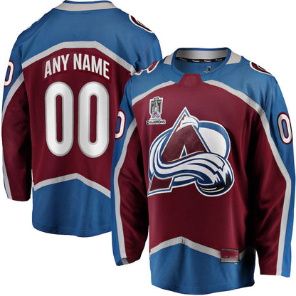 Custom C.Avalanche Fanatics Branded Home 2022 Stanley Cup Champions Breakaway Burgundy Stitched American Hockey Jerseys - Main View