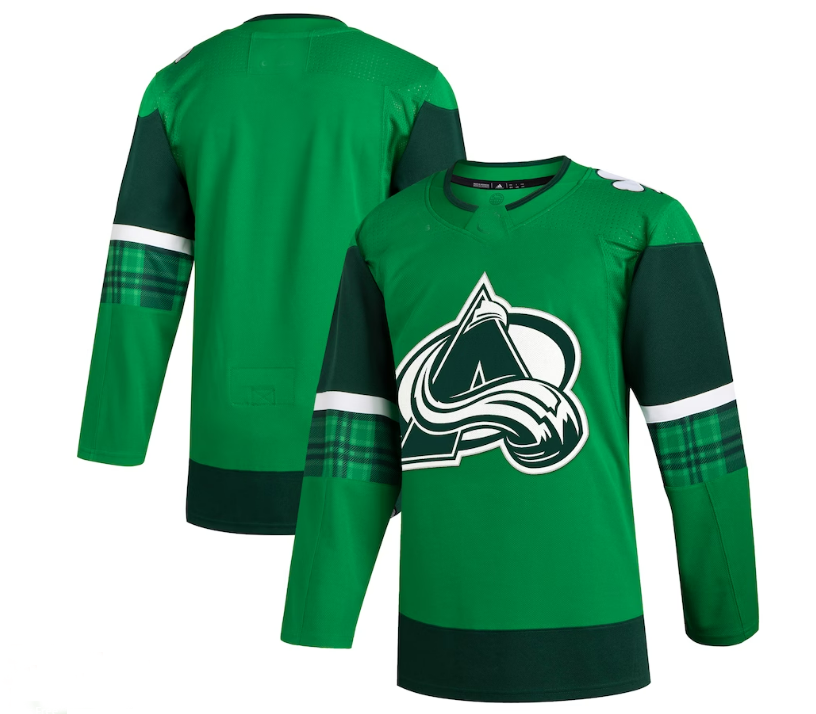 C.Avalanche 2023 St. Patrick's Day Primegreen Authentic Jersey - Kelly Green Stitched American Hockey Jerseys - Main View