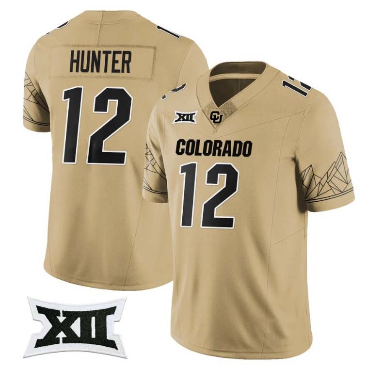 C.Buffaloes #12 Travis Hunter 2024 Brown Home Football Stitched American College Jerseys - Main View