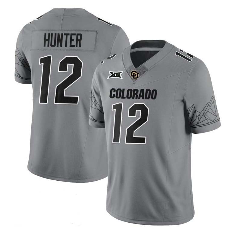 C.Buffaloes #12 Travis Hunter 2024 Gray Home Football Stitched American College Jerseys - Main View