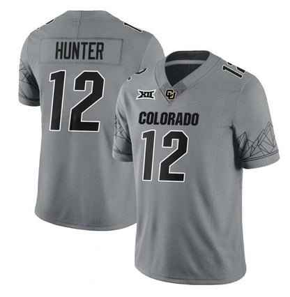 C.Buffaloes #12 Travis Hunter 2024 Gray Home Football Stitched American College Jerseys - Main View