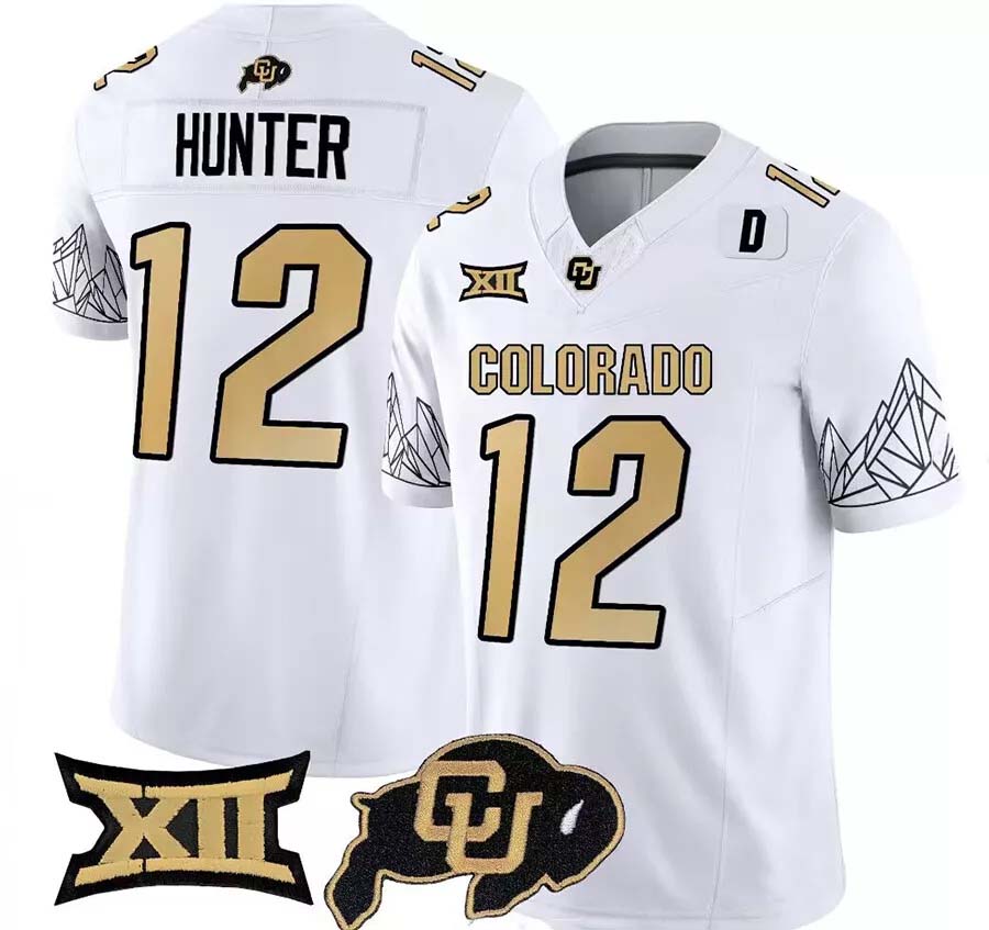 C.Buffaloes #12 Travis Hunter 2024 White Home Football Stitched American College Jerseys - Main View