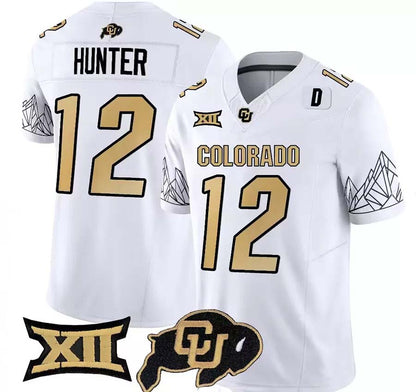 C.Buffaloes #12 Travis Hunter 2024 White Home Football Stitched American College Jerseys - Main View