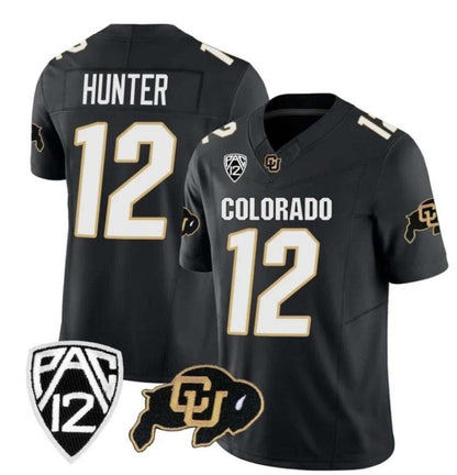C.Buffaloes #12 Travis Hunter Black 2023 Fuse Football Stitched American College Jerseys - Main View