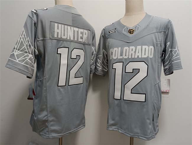 C.Buffaloes #12 Travis Hunter Grey With XII Patch 2024 F.U.S.E Stitched Football Stitched American College Jerseys - Main View