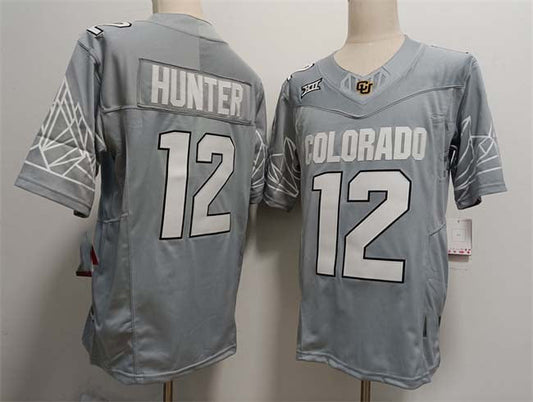 C.Buffaloes #12 Travis Hunter Grey With XII Patch 2024 F.U.S.E Stitched Football Stitched American College Jerseys - Main View