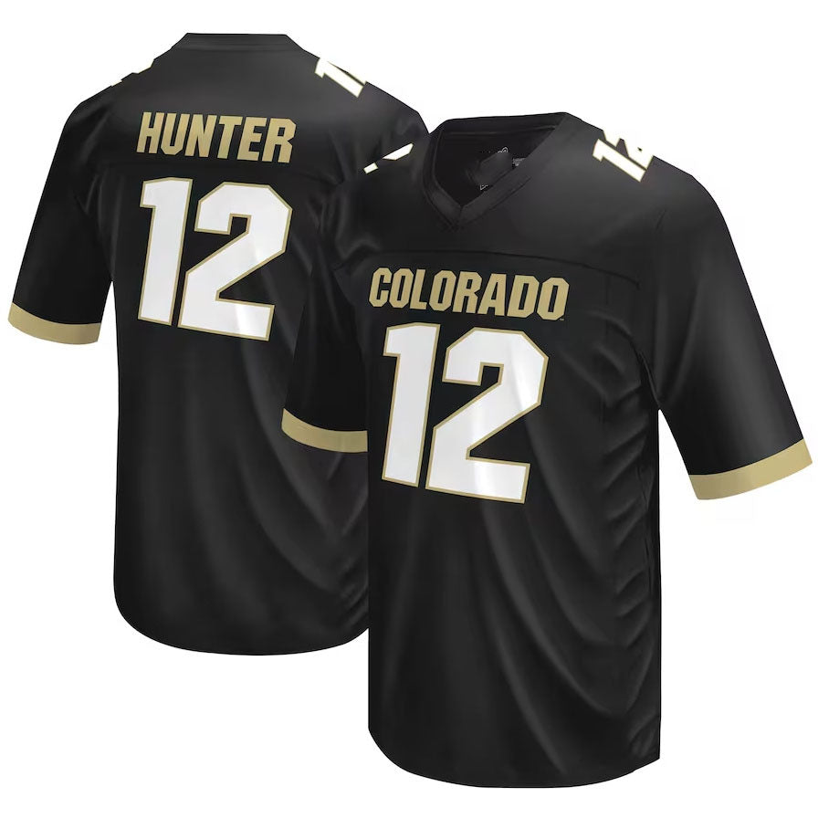 C.Buffaloes #12 Travis Hunter Original Retro Brand NIL Football Player Jersey – Black American College Jerseys - Main View