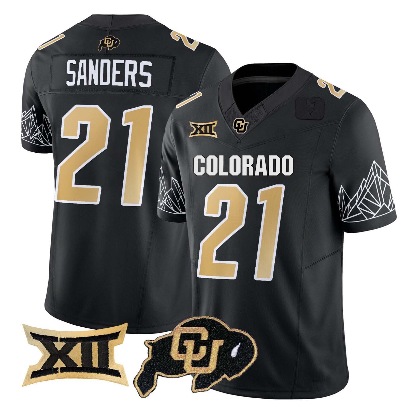 C.Buffaloes #21 Shilo Sanders 2024 Black Home Football Stitched American College Jerseys - Main View