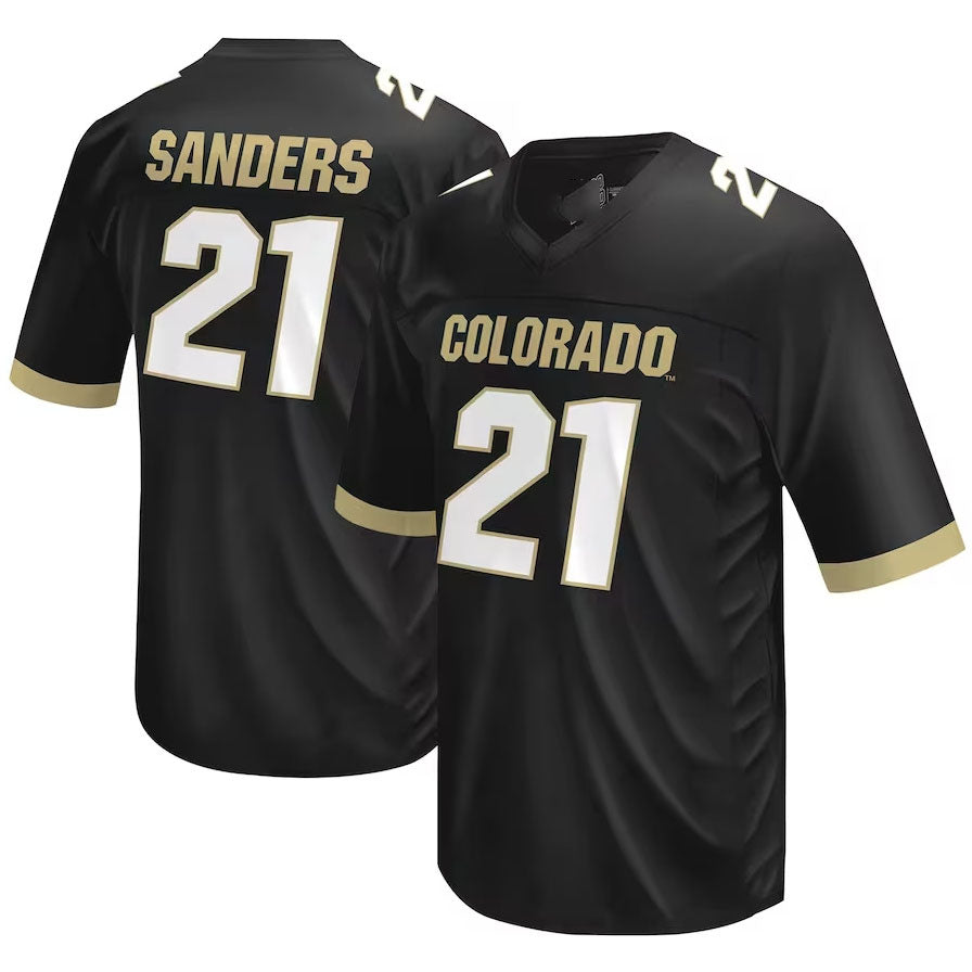 C.Buffaloes #21 Shilo Sanders Original Retro Brand NIL Football Player Jersey – Black American College Jerseys - Main View