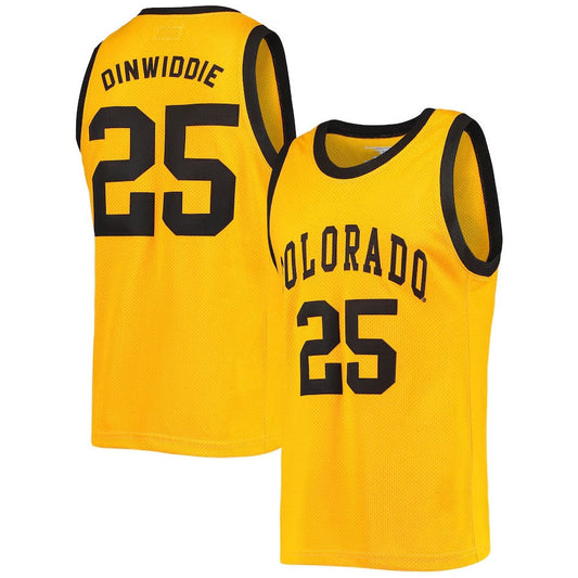 C.Buffaloes #25 Spencer Dinwiddie Original Retro Brand Commemorative Classic Basketball Jersey - Gold American College Jerseys - Main View