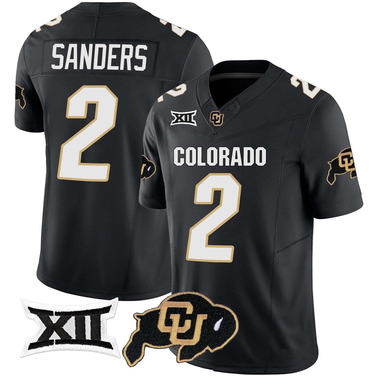 C.Buffaloes #2 Shadeur Sanders 2024 Black Home Alternative Football Stitched American College Jerseys - Main View