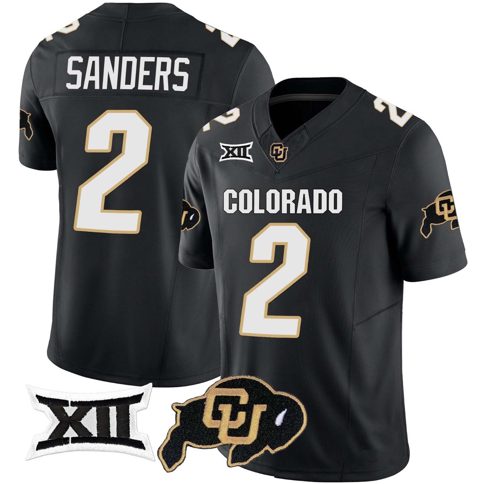 C.Buffaloes #2 Shadeur Sanders 2024 Black Home Alternative Football Stitched American College Jerseys - Main View