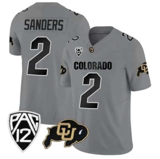 C.Buffaloes #2 Shadeur Sanders 2024 Gray Home Alternative Football Stitched American College Jerseys - Main View