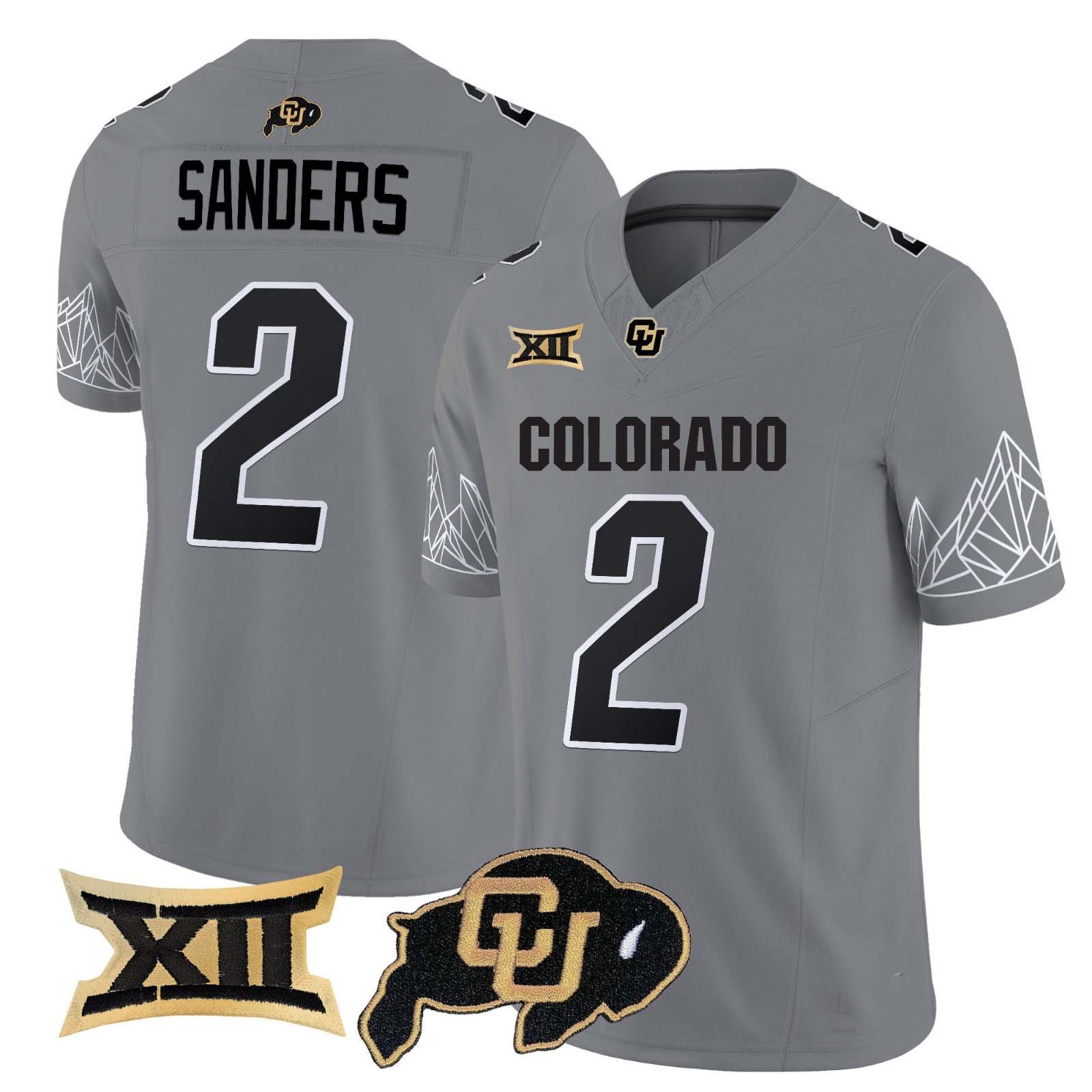 C.Buffaloes #2 Shadeur Sanders 2024 Gray Home Football Stitched American College Jerseys - Main View