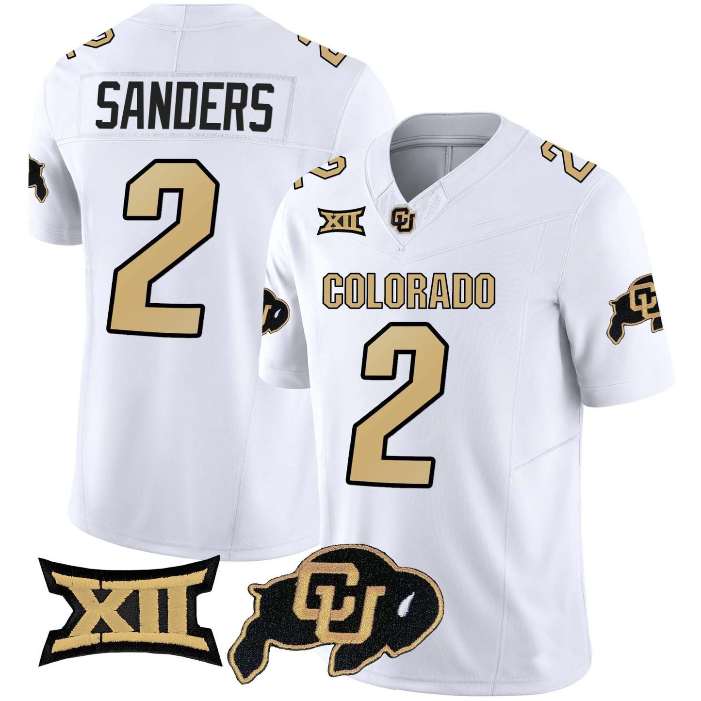 C.Buffaloes #2 Shadeur Sanders 2024 White Home Alternative Football Stitched American College Jerseys - Main View