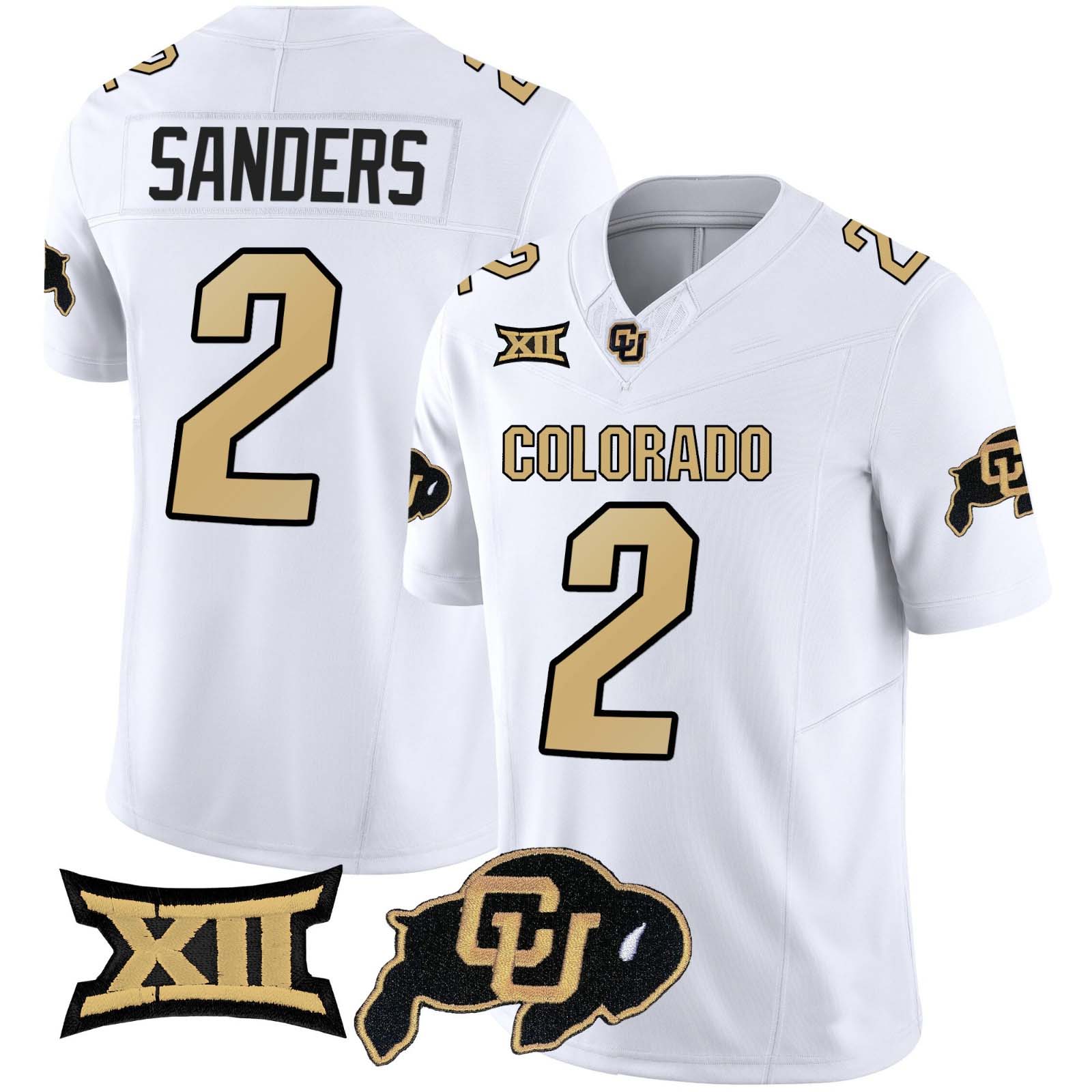 C.Buffaloes #2 Shadeur Sanders 2024 White Home Alternative Football Stitched American College Jerseys - Main View