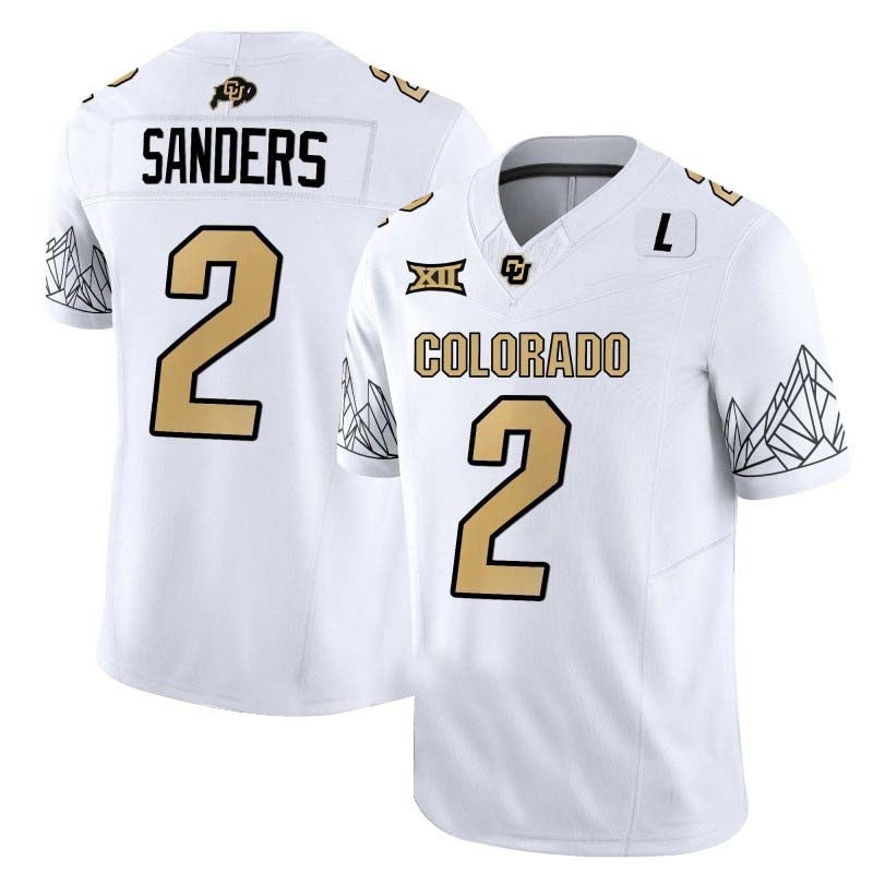 C.Buffaloes #2 Shadeur Sanders 2024 White Home Football Stitched American College Jerseys - Main View
