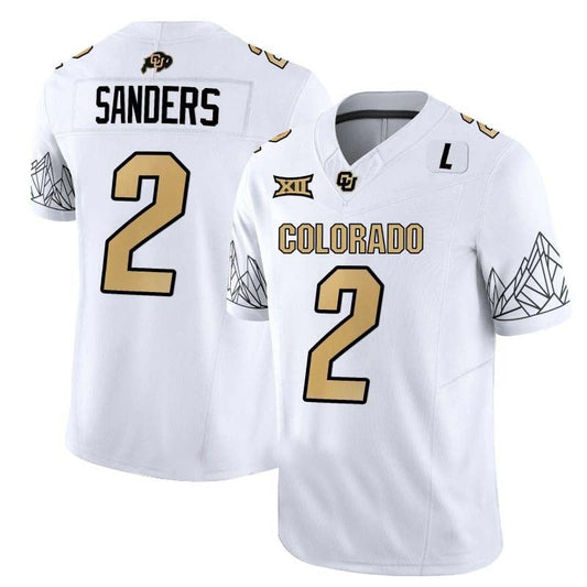 C.Buffaloes #2 Shadeur Sanders 2024 White Home Football Stitched American College Jerseys - Main View