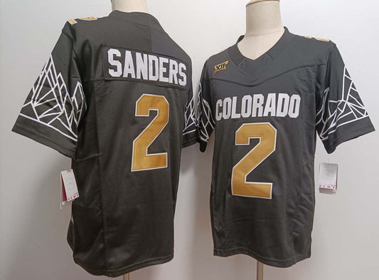C.Buffaloes #2 Shedeur Sanders Black Gold With XII Patch FUSE Vapor Stitched American College Jerseys - Main View