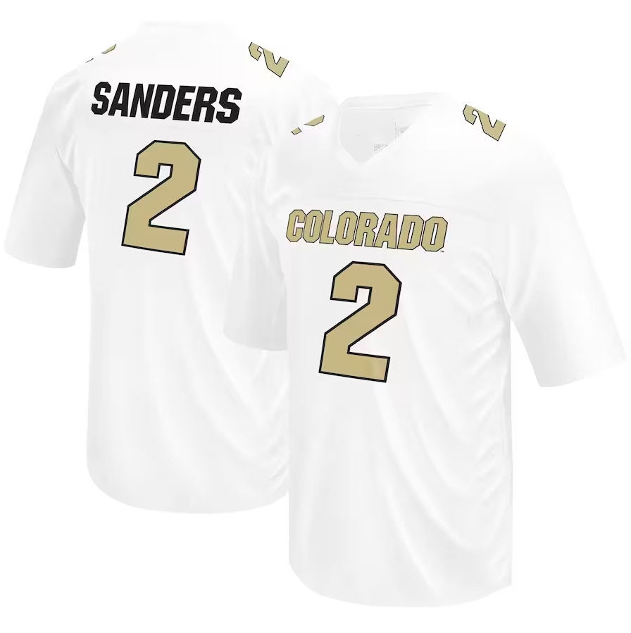 C.Buffaloes #2 Shedeur Sanders Original Retro Brand NIL Football Player Jersey - White American College Jerseys - Main View