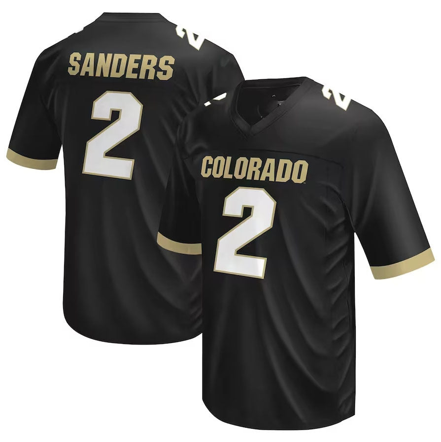 C.Buffaloes #2 Shedeur Sanders Original Retro Brand NIL Football Player Jersey – Black American College Jerseys - Main View
