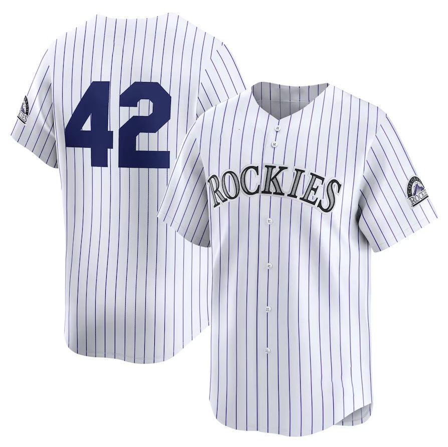 Colorado Rockies 2024 #42 Jackie Robinson Day Home Limited Jersey – White Stitches Baseball Jerseys - Main View