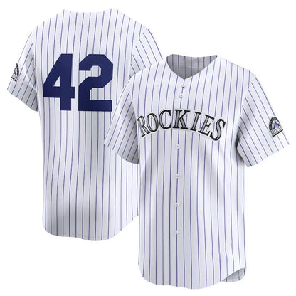 Colorado Rockies 2024 #42 Jackie Robinson Day Home Limited Jersey – White Stitches Baseball Jerseys - Main View