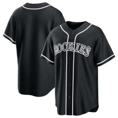 Colorado Rockies Blank Black Out Stitched Baseball Jersey - Main View