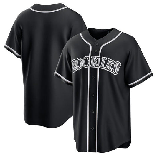 Colorado Rockies Blank Black Out Stitched Baseball Jersey - Main View