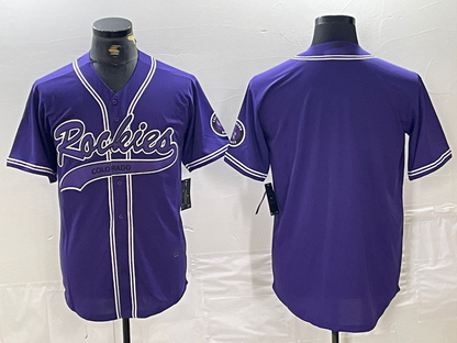 Colorado Rockies Blank Purple With Patch Cool Base Stitched Baseball Jersey - Main View