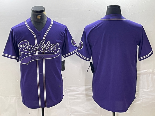 Colorado Rockies Blank Purple With Patch Cool Base Stitched Baseball Jersey - Main View