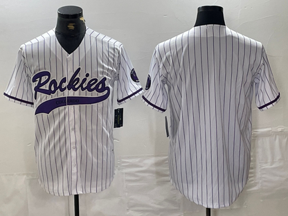 Colorado Rockies Blank White With Patch Cool Base Stitched Baseball Jersey - Main View
