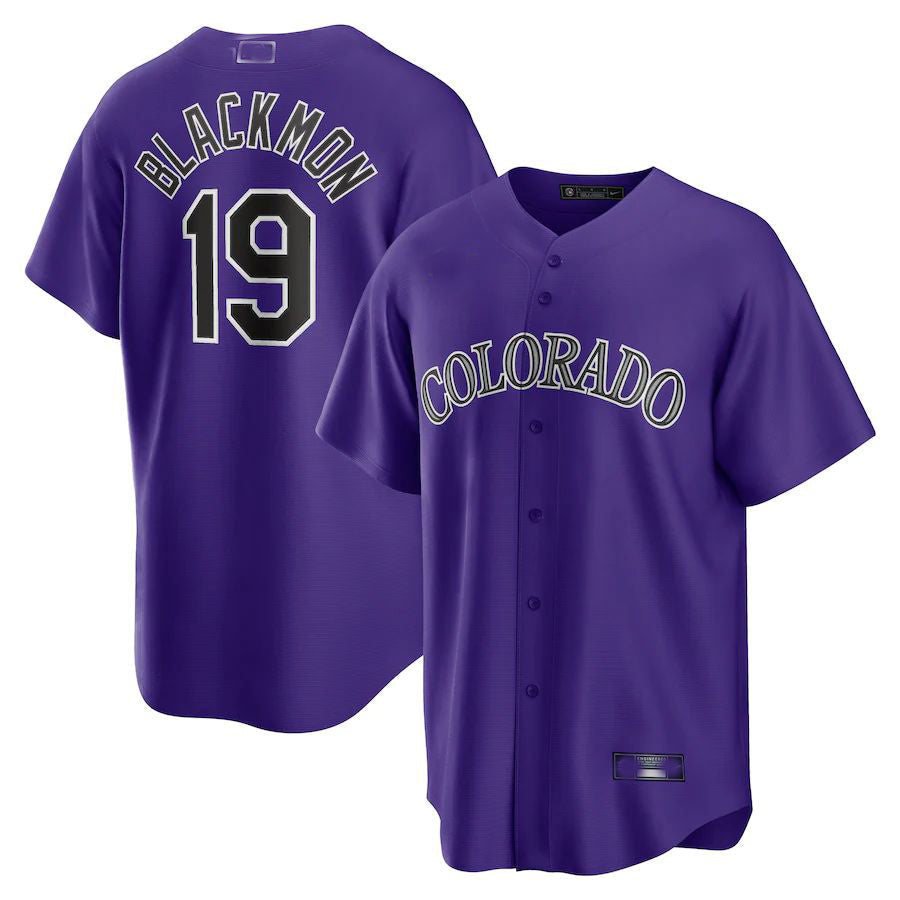 Colorado Rockies #19 Charlie Blackmon Purple Alternate Replica Player Name Jersey Baseball Jerseys - Main View